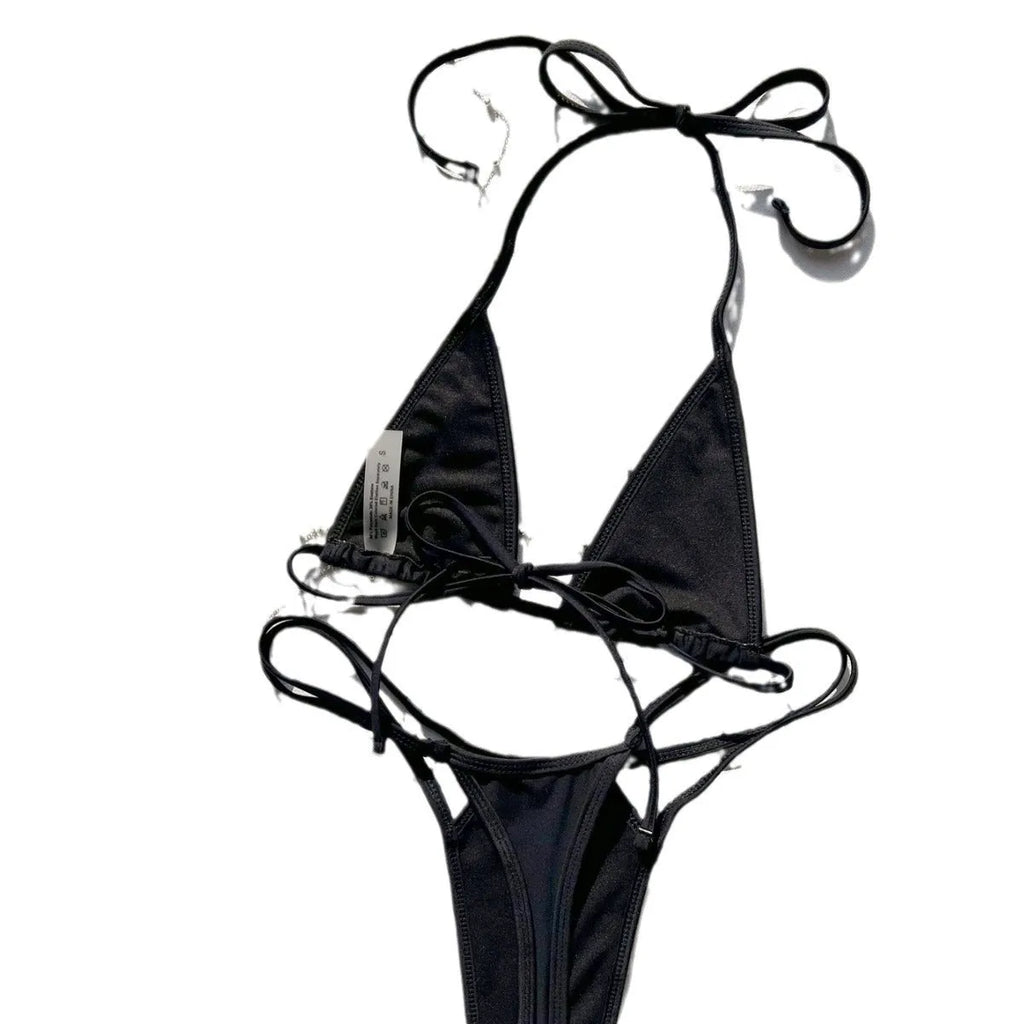 Backless bandage swimsuit for women in 6655 Black nylon fabric, available in sizes S to XL