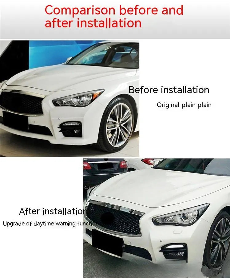 Pair of LED front bumper light assemblies for Infiniti Q50 and Q70 models