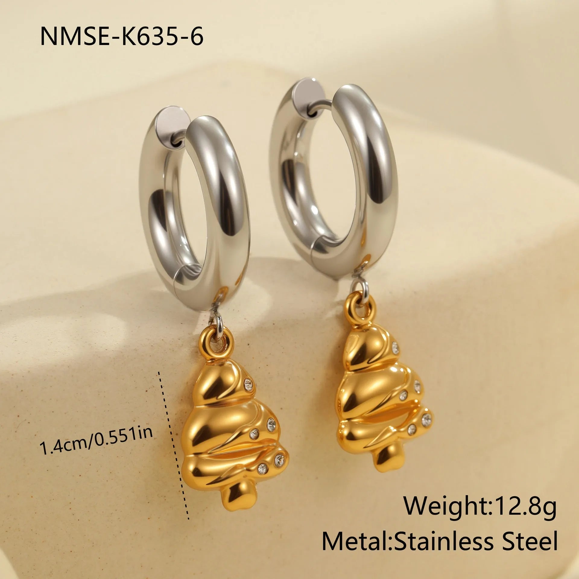 Gold plated stainless steel Christmas tree and heart shape earrings for women with star and geometric design options