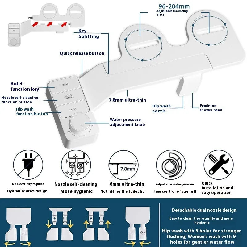 Pure white button wash cleaning tool with detachable components and regional plumbing fittings