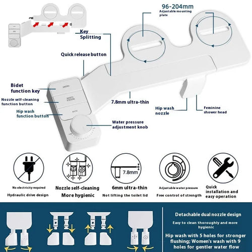Pure white button wash cleaning tool with detachable components and regional plumbing fittings