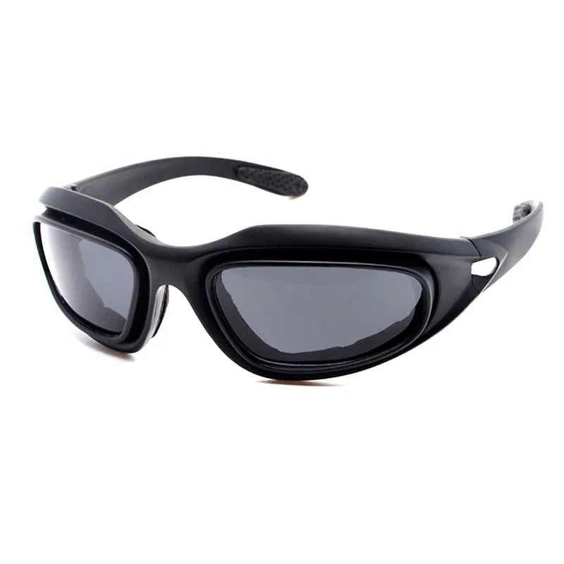 Tactical sports sunglasses with polarized lenses and a black full rim PC frame.