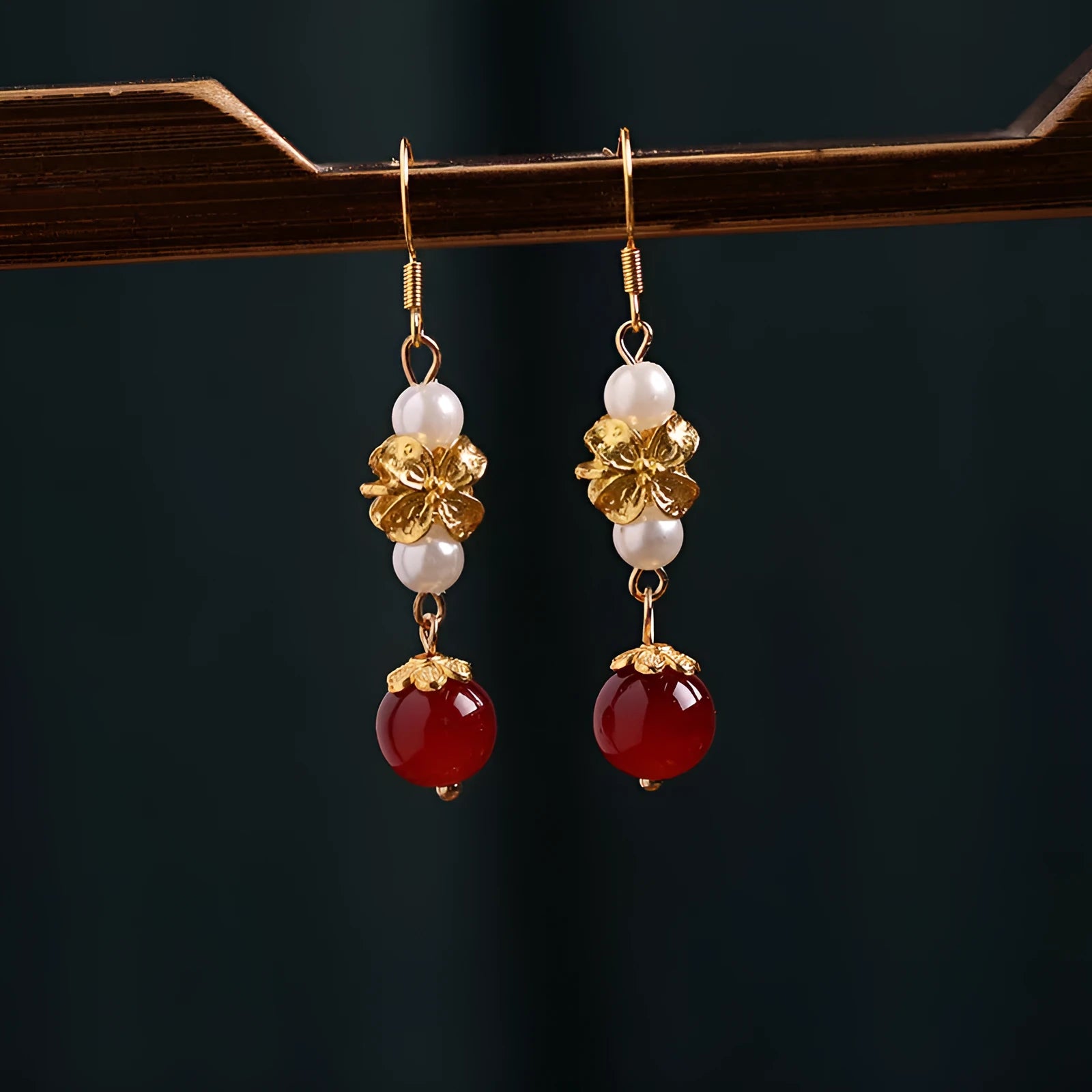 Vintage court style geometric earrings with electroplated alloy finish for han cheongsam outfits
