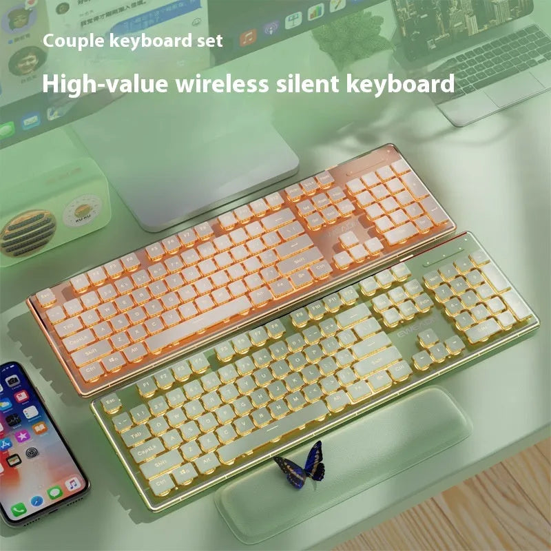 Prewalker V3 wired keyboard and mouse suit in retro green colour on desktop