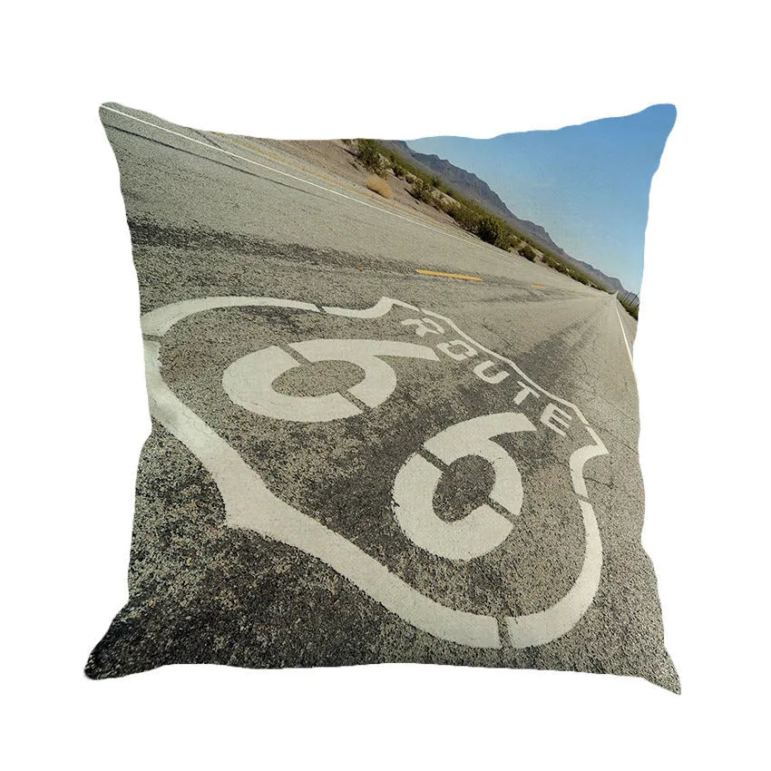 European style linen cushion cover with landscape pattern in one of six colour options
