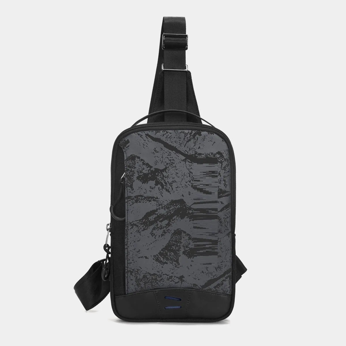 Casual black waterproof TPU chest pack with shoulder strap and soft handle in a street style.