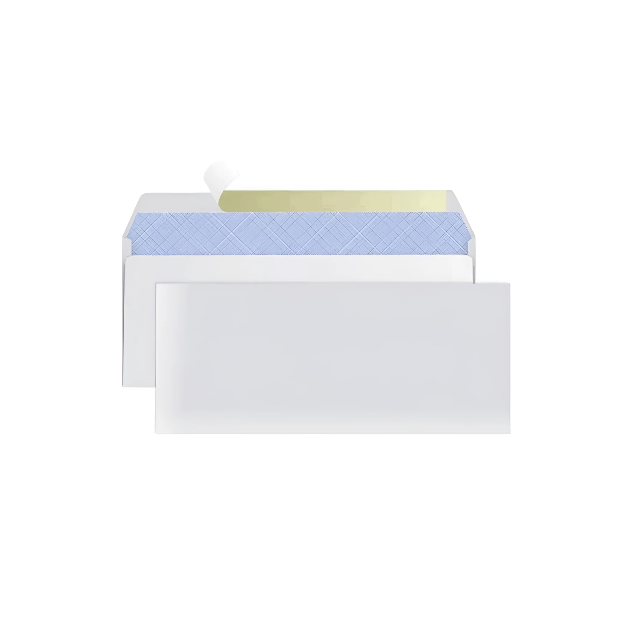 Blue self-adhesive confidential envelope with anti-opening security packaging, size 105mm by 240mm.