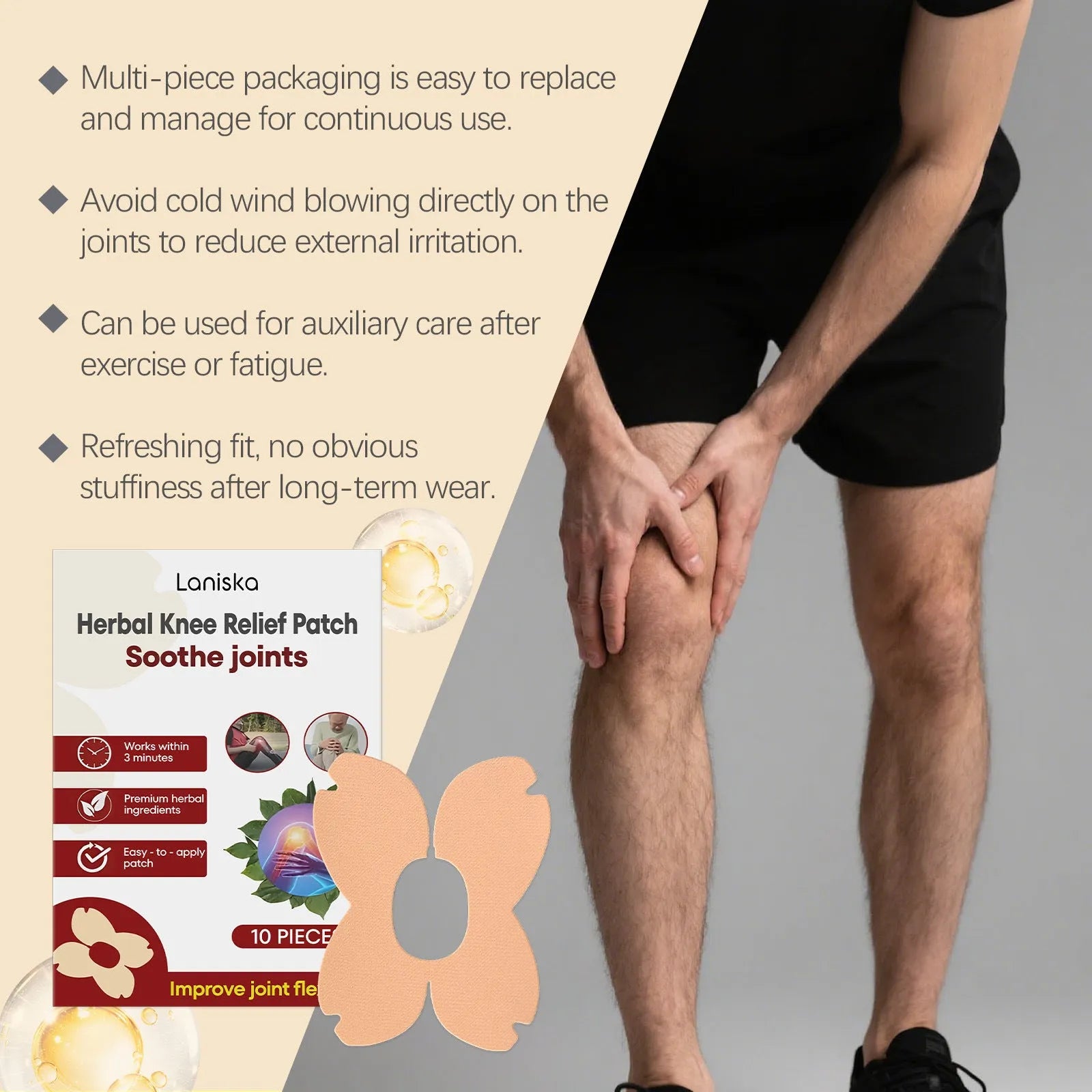 LANISKA pack of 10 herbal moxa leaf and menthol joint nourishing adhesive patches
