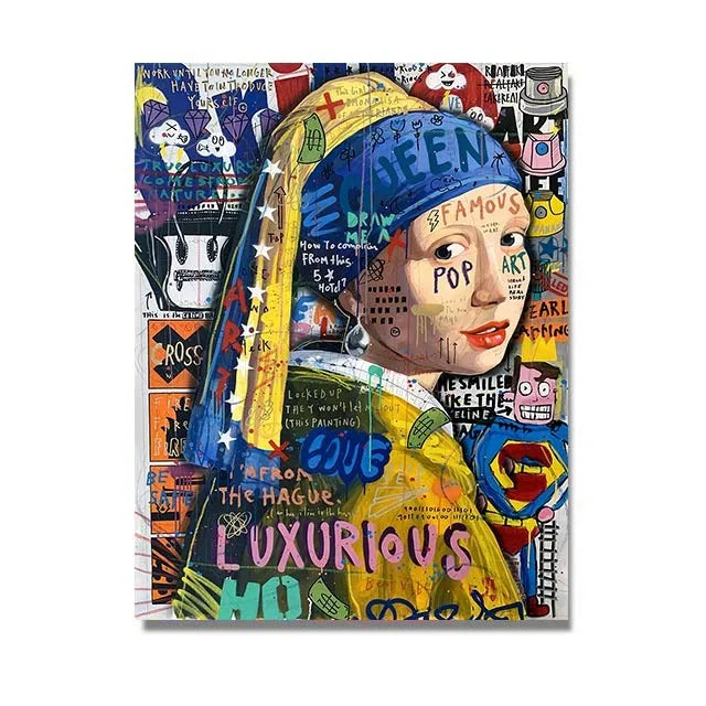 Graffiti abstract oil painting street poster on canvas, spray paint finish, unframed, multiple sizes from 20x25cm to 80x120cm