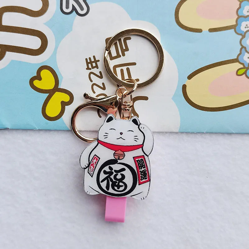 Lucky cat cartoon design certificate set with plastic card sleeve and ferrule pendant