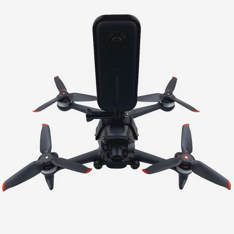 3D printed hard plastic GoPro expansion bracket for FPV drones with sponge protective lining.