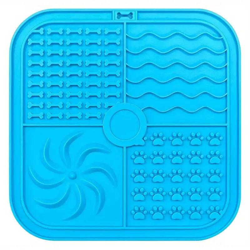 Bottom suction cup non-slip silicone pet slow food mat in gray for dogs and cats