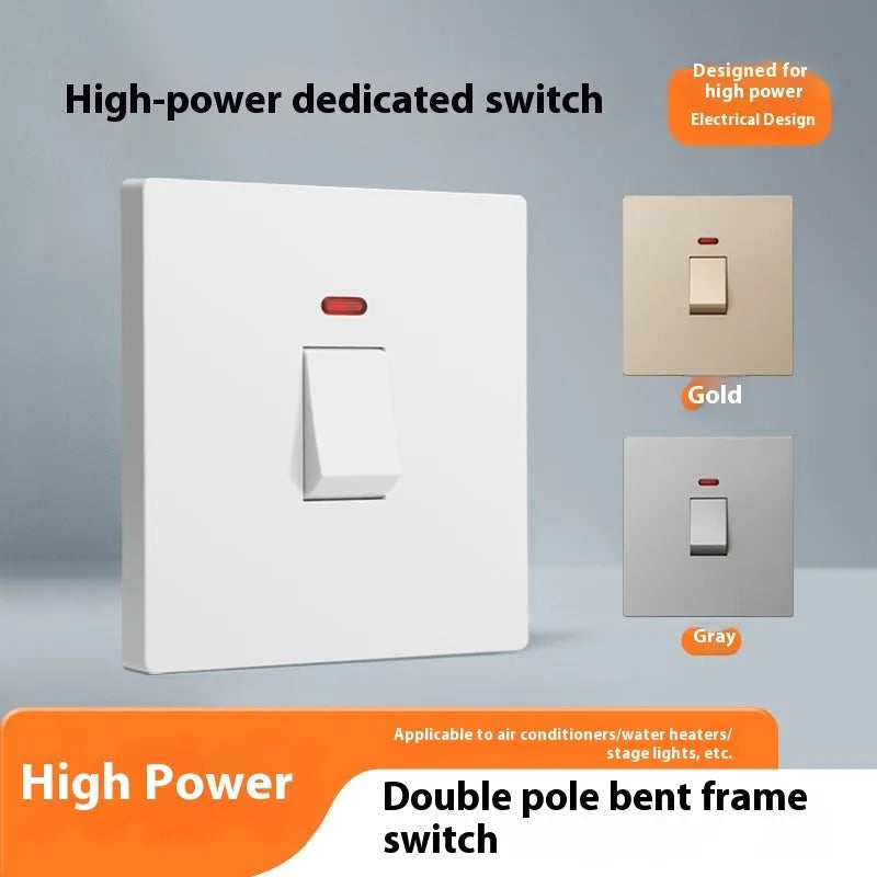 High-current plastic switch panel for curved rack power distribution systems