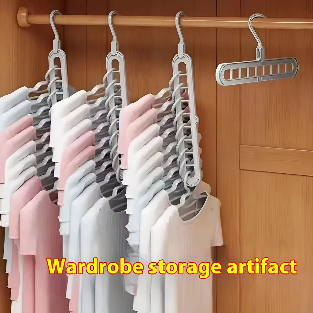 Plastic nine-hole folding pant hanger in multiple colours for dormitory wardrobe organisation