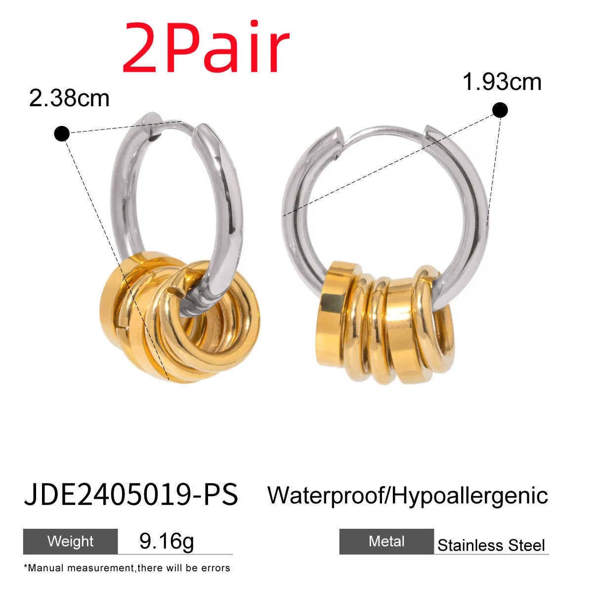 Stainless steel electroplated earrings in contemporary ins style for unisex wear