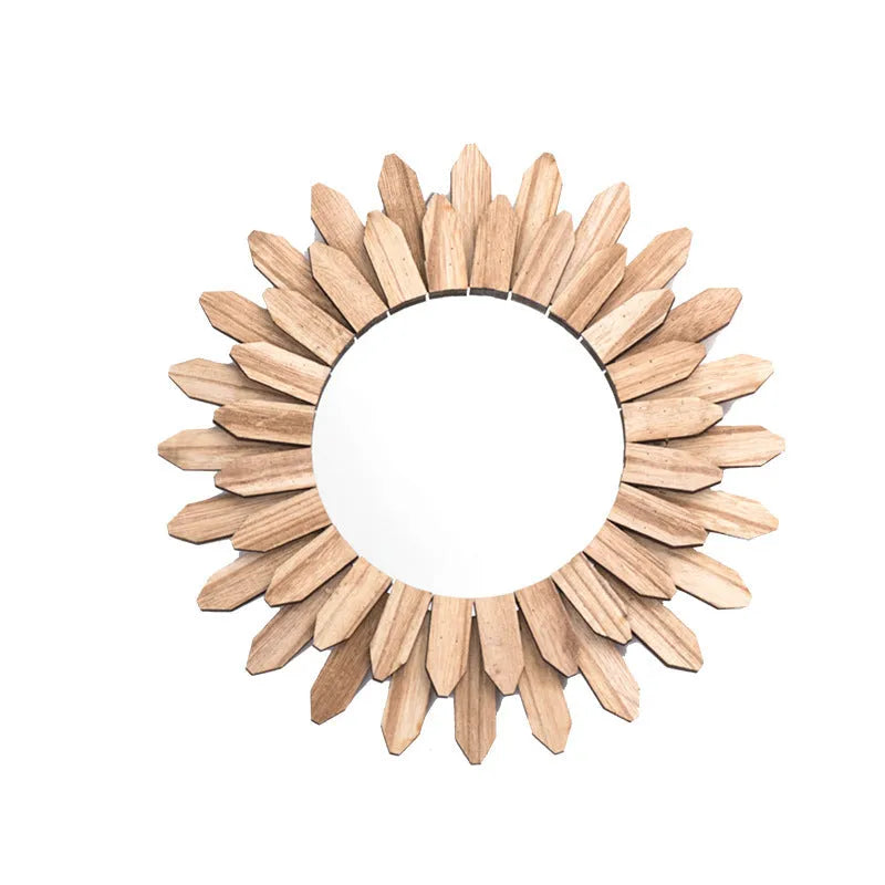 European-style solid wood hanging mirror with baked colour finish in three diameter sizes