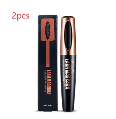 Black waterproof mascara tube with thick curling brush applicator