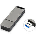 Metal USB flash drive in black, red, or silver with custom graphic printing option.