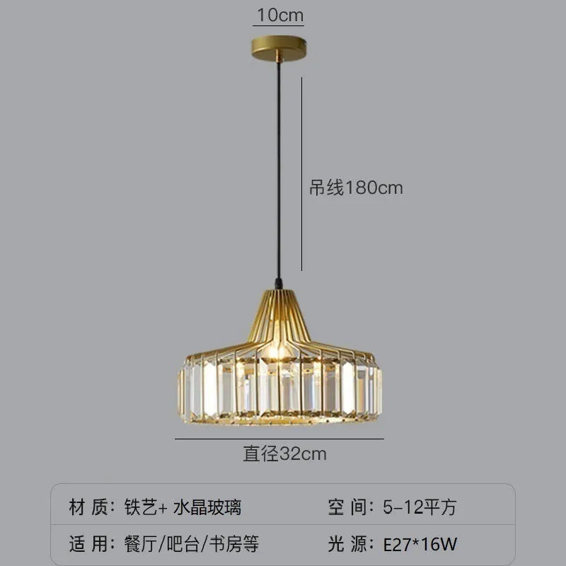 Modern crystal chandelier ceiling lamp in black or gold with LED lighting