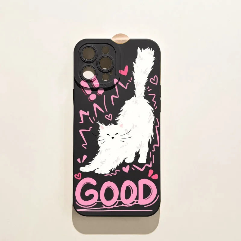 Cartoon animal printed TPU phone case for iPhone with anti-drop protection, available in multiple colours