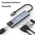 Steam Deck six-in-one aluminium docking station with HDMI, Ethernet, USB ports and a 15cm Type-C cable.