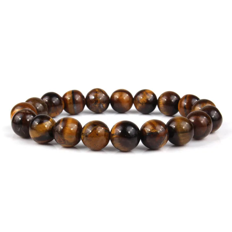 Natural tigereye crystal bead bracelet with round beads in a choice of colours and sizes.