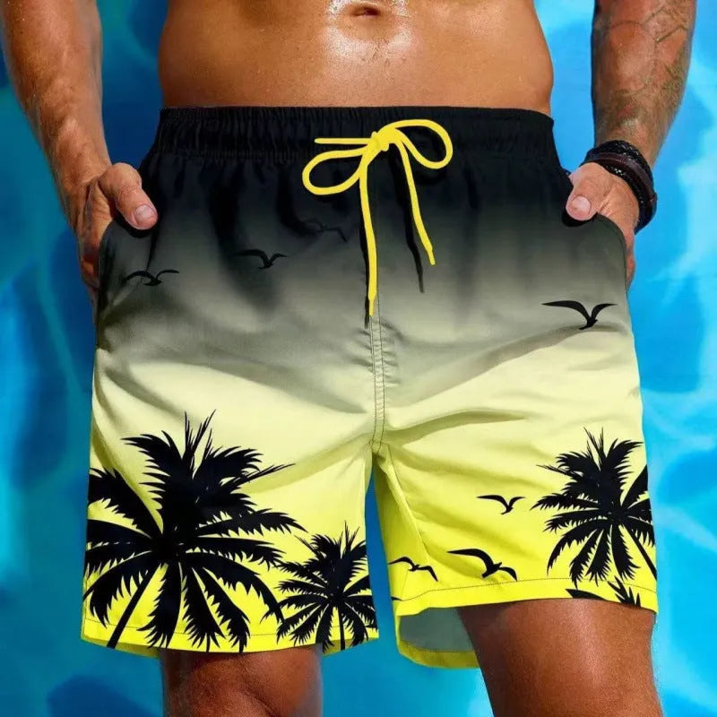 Men's ethnic style swimming trunks in polyester with loose board shorts design