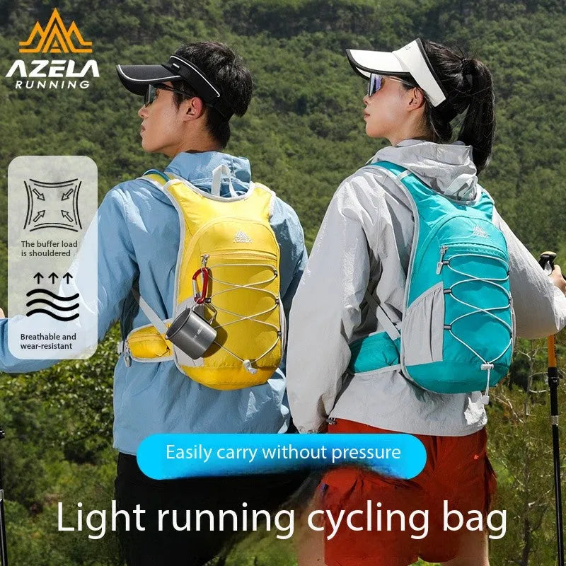 AZELA lightweight hydration backpack with breathable mesh and bungee cord for trail running hiking