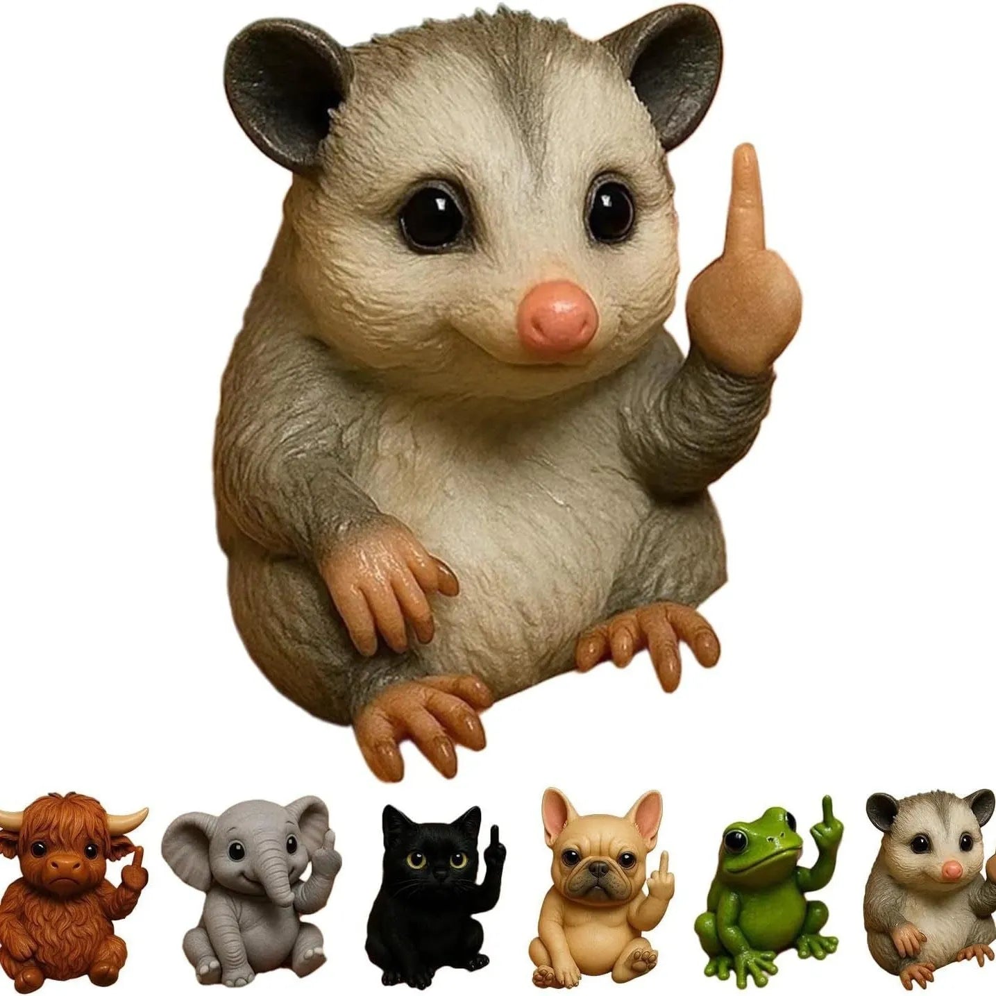 Resin animal middle finger doll collectible figurine in chosen animal style