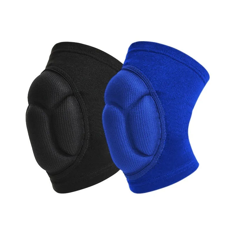 Black and blue breathable thick sponge dance knee pads for anti-collision protection in athletic use