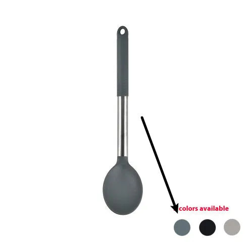 12-piece silicone kitchen utensil set with rotating storage bucket in black, dark gray or khaki