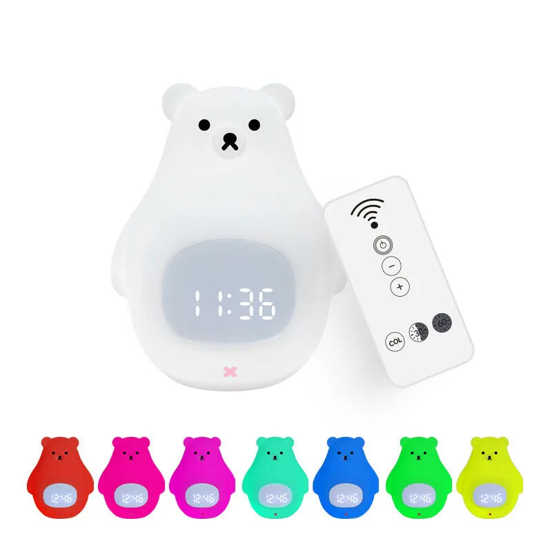 Big white bear cartoon silicone night light with remote control and timer functions
