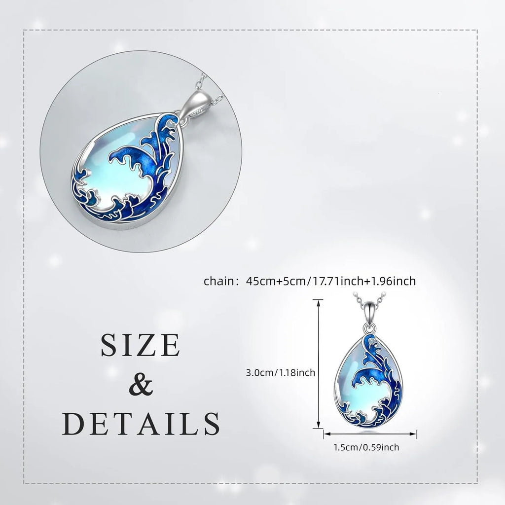 Moonstone blue HAILANG pendant necklace for women featuring alloy heart and love design elements