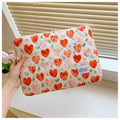 Women's printed cloth laptop bag with floral pattern showing anti-shock protection and storage compartments