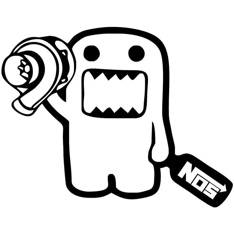 Black and white cartoon car sticker measuring 15x12cm for vehicle decoration