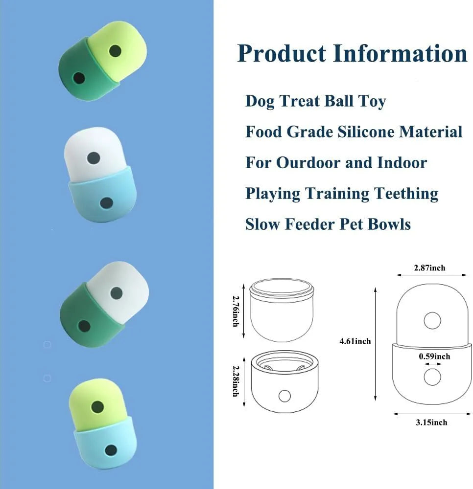 Food grade silicone dog puzzle toy with treat dispensing function in white and blue colour option
