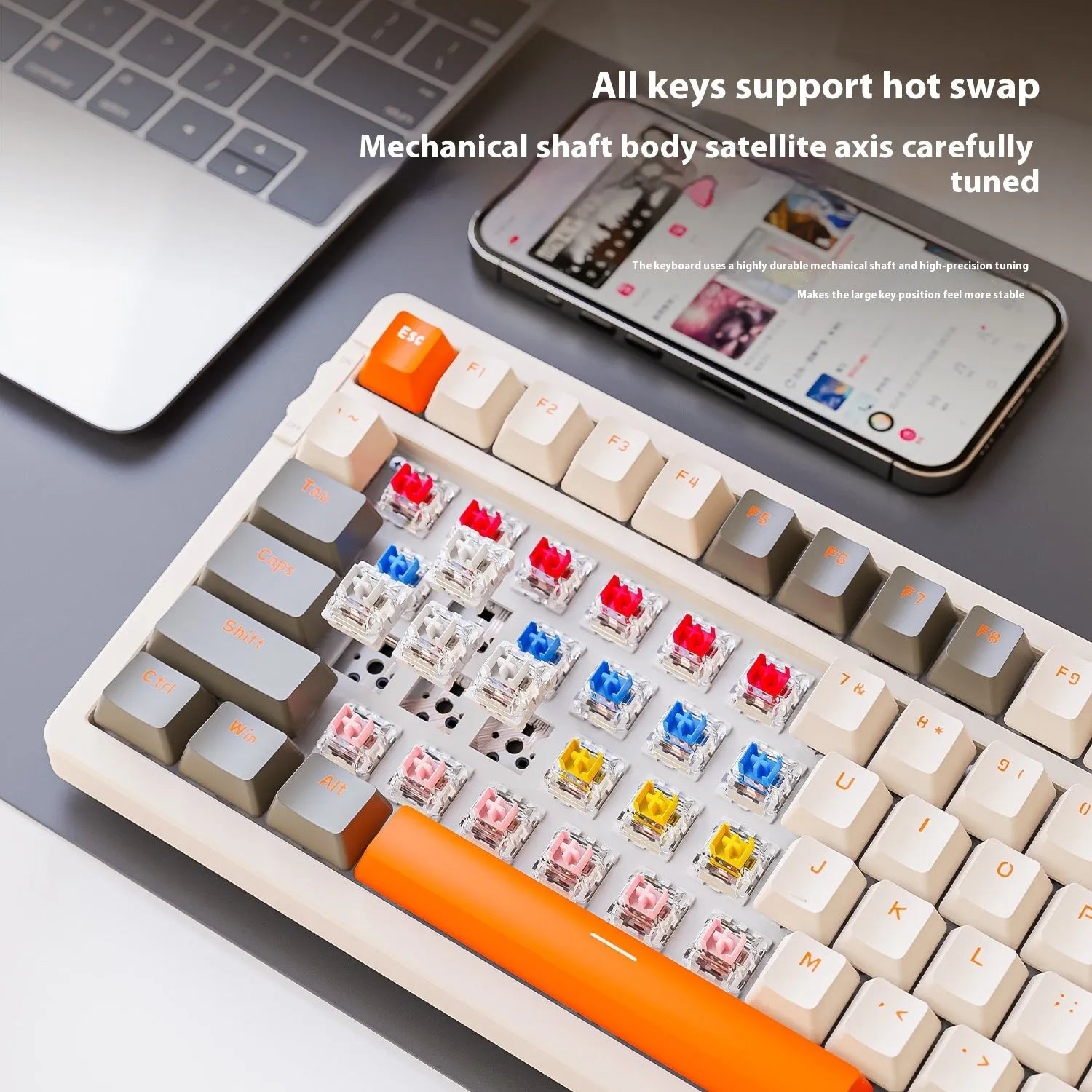 Free Wolf K96 Bluetooth dual-mode hot-swappable mechanical keyboard in compact black ABS case.