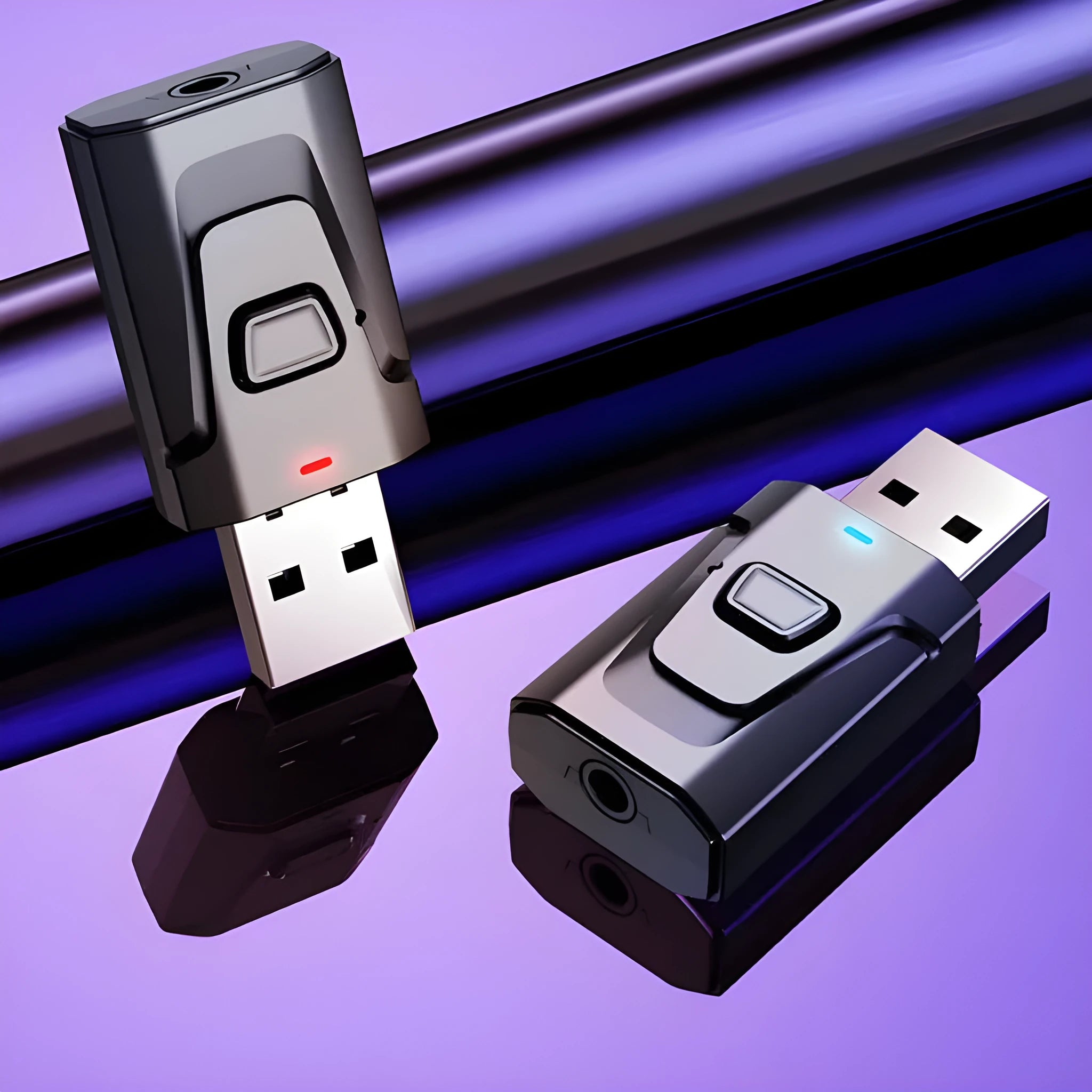 Bluetooth 5.0 car adapter receiver USB and 3.5mm interface in black colour