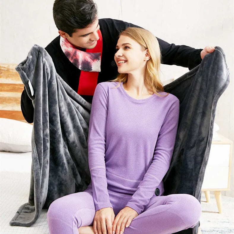 USB heated blanket made of coral fleece, 150x85cm, dark grey, with 3 temperature settings