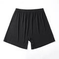 Men's solid colour modal boxer shorts with high waist in black, displayed flat.