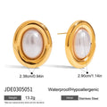 Women's stainless steel vintage pearl ear studs with butterfly fastenings in colour JDE0305051