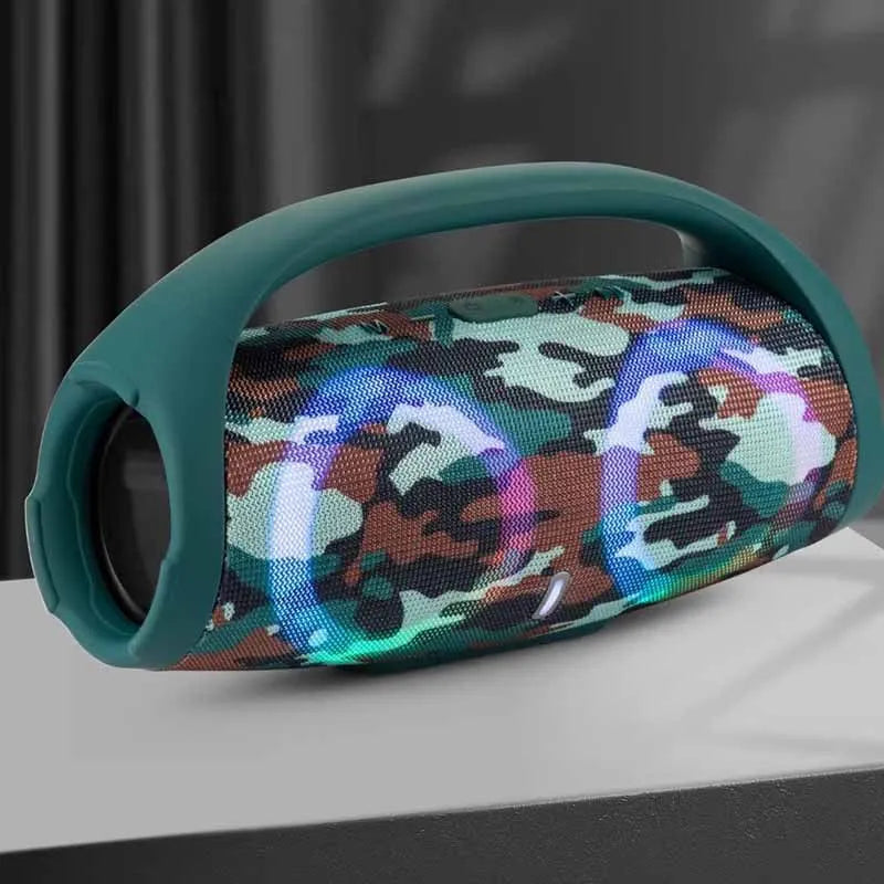 War Drum three-generation Bluetooth speaker with RGB coloured lights in black, designed for outdoor portable use