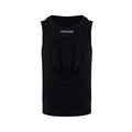 Men's sleeveless mesh waistcoat in black colour with round neck pullover design