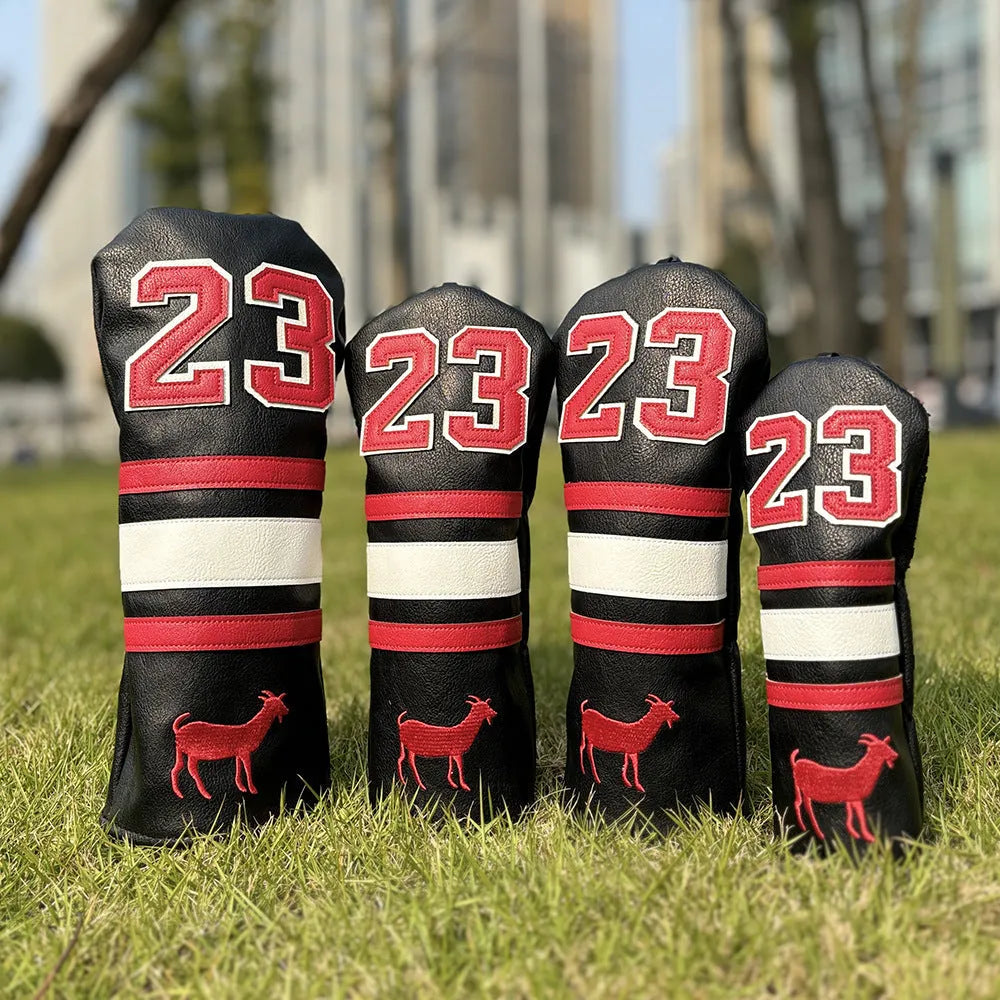 A single PU golf club sleeve in a choice of black, white, red, or yellow colours, designed to protect an iron or putter head.