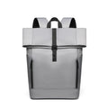 Men's grey nylon business leisure backpack with breathable back panel and zipped compartments