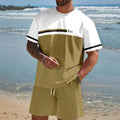 Men's loose-fit short-sleeved T-shirt and matching shorts in polyester summer leisure suit