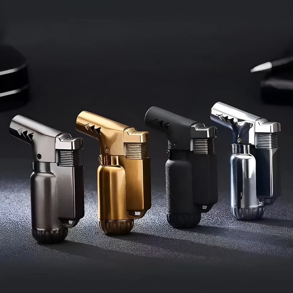 HB805-1 full metal windproof lighter in black, gold, grey, or silver colour.