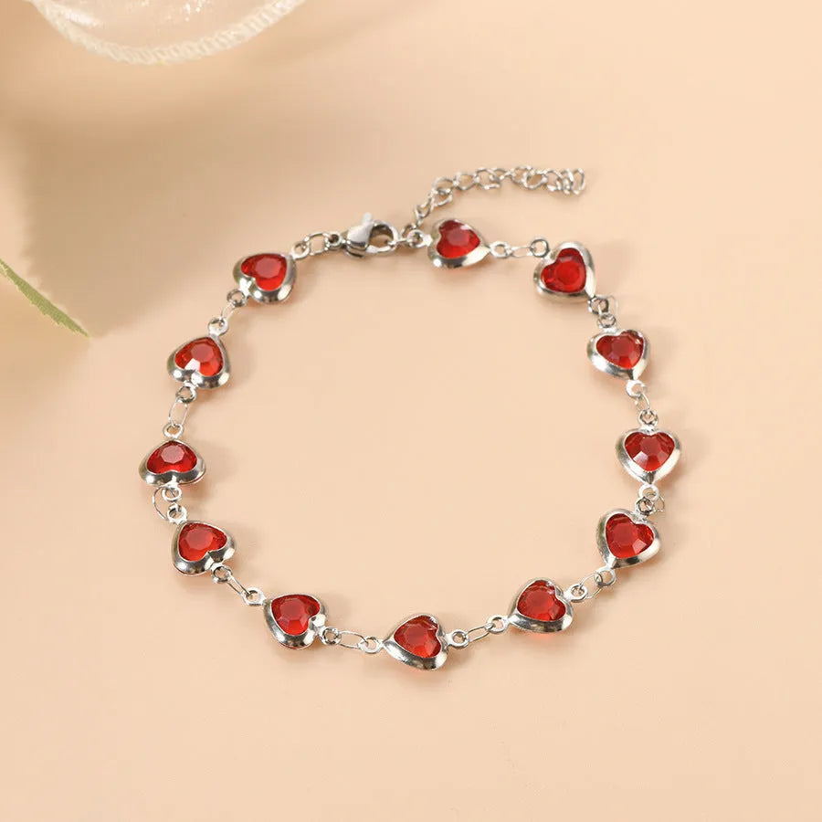 Stainless steel geometric devil's eye heart bracelet with electroplated colour options