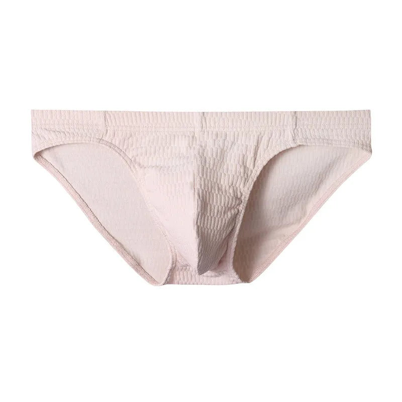 Men's solid colour pure cotton triangle briefs with a mid-waist body-shaping design.