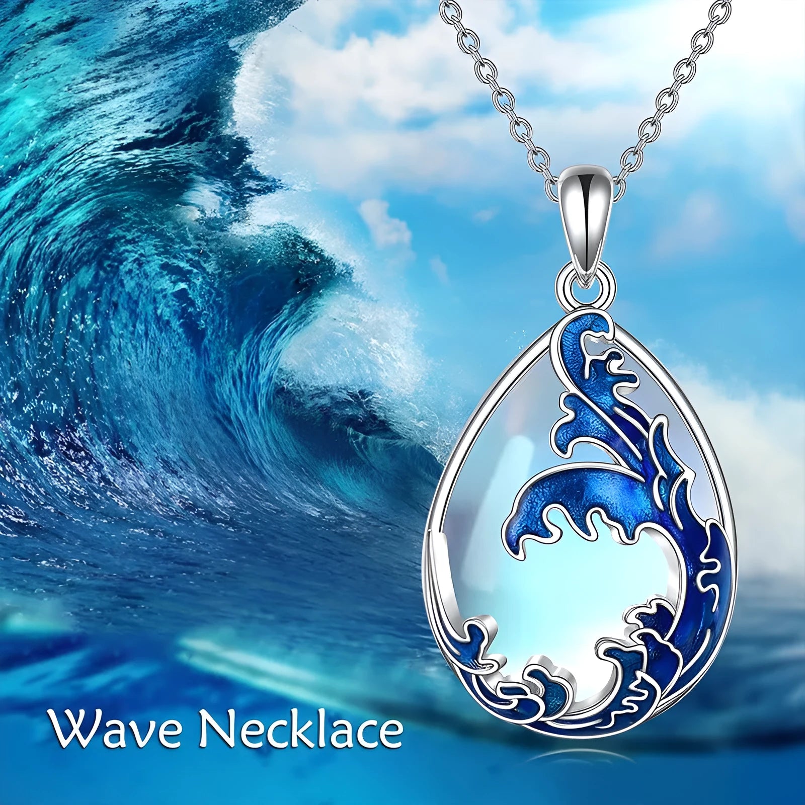 Moonstone blue HAILANG pendant necklace for women featuring alloy heart and love design elements